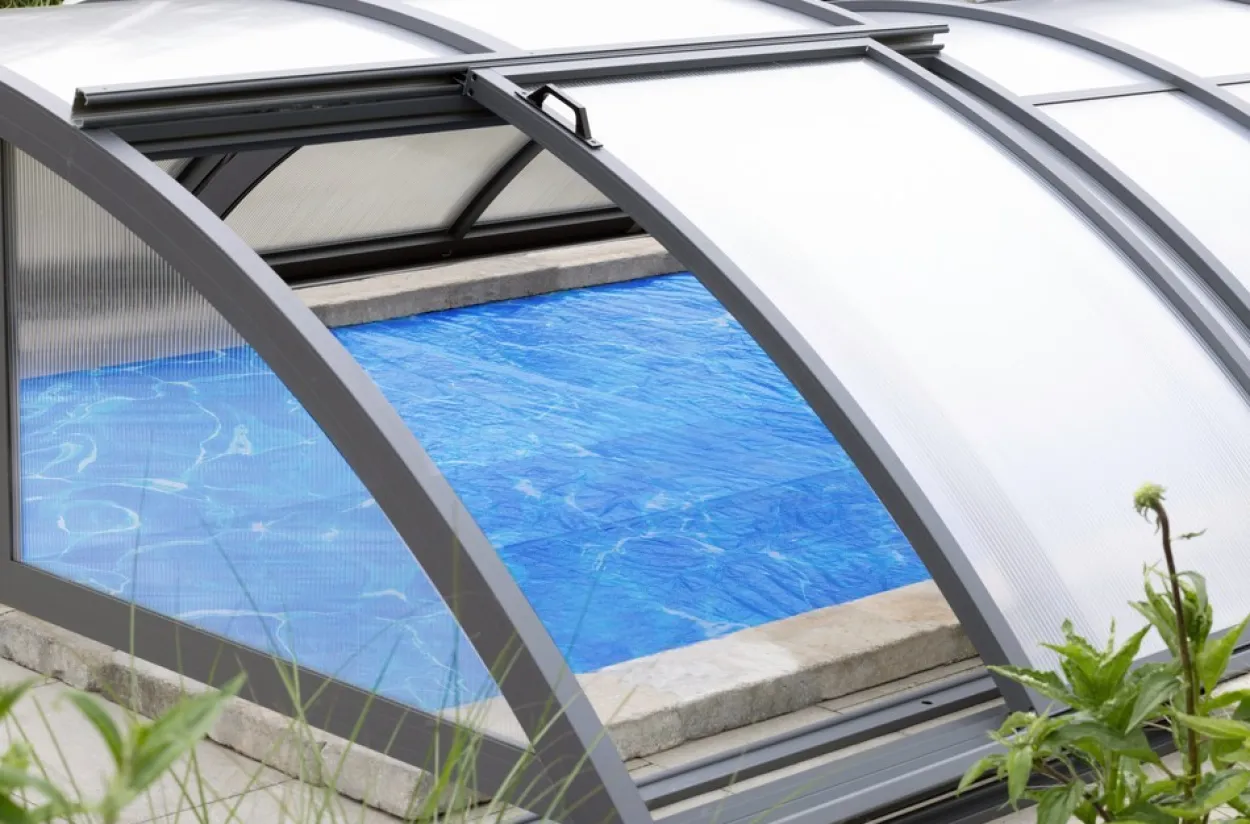 Poolüberdachung "Adèle" aus Aluminium, ca. 12,50 x 6,81 x 1,65 m