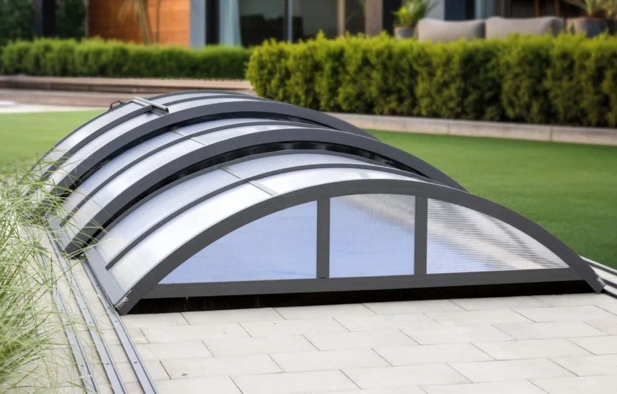 Poolüberdachung "Adèle" aus Aluminium, ca. 8,15 x 4,10 x 1,02 m