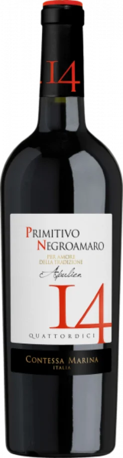 Primitivo Negroamaro Puglia IGT "14" Contessa Marina Italien halbtrocken - 6er Karton
