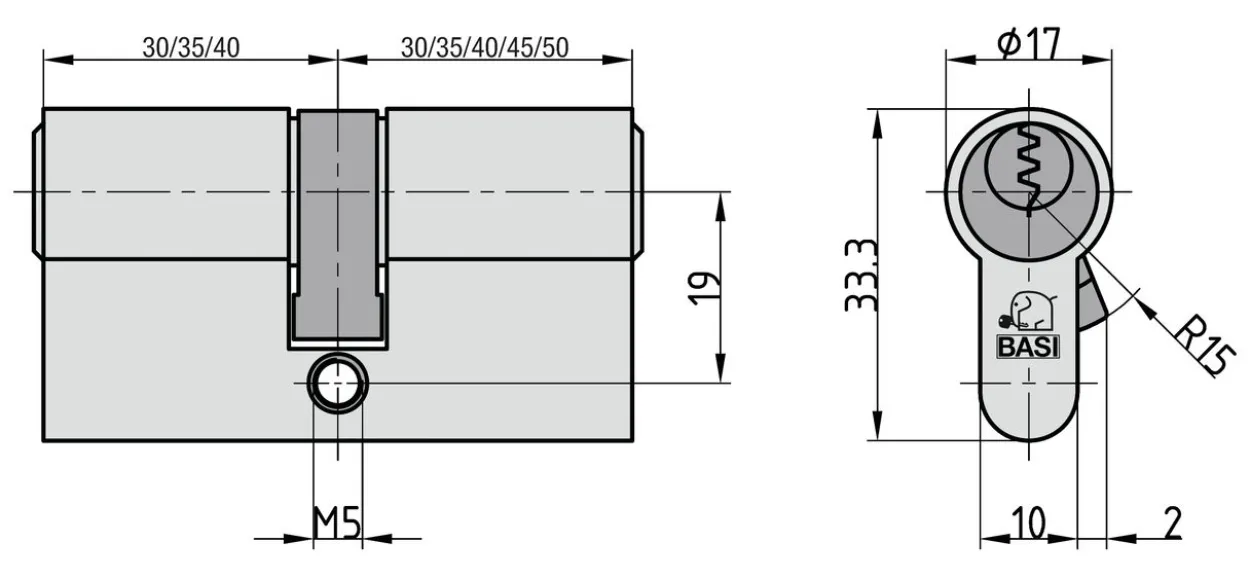 Profil-Doppelzylinder - V50 40/40 mm - Verschiedenschließend