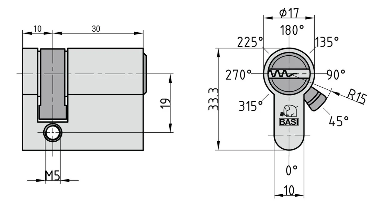 Profil-Halbzylinder - V55 10/30 mm - Gleichschließend Nr. 21