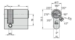 Profil-Halbzylinder - V55 10/30 mm - Verschiedenschließend