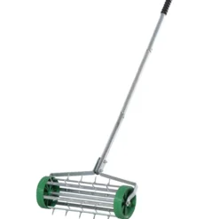 Rasenlüfter einstellbar rollender Rasenlüfter verzinktes Rohr Grün+Silber 135 x 42,5 x 15 cm