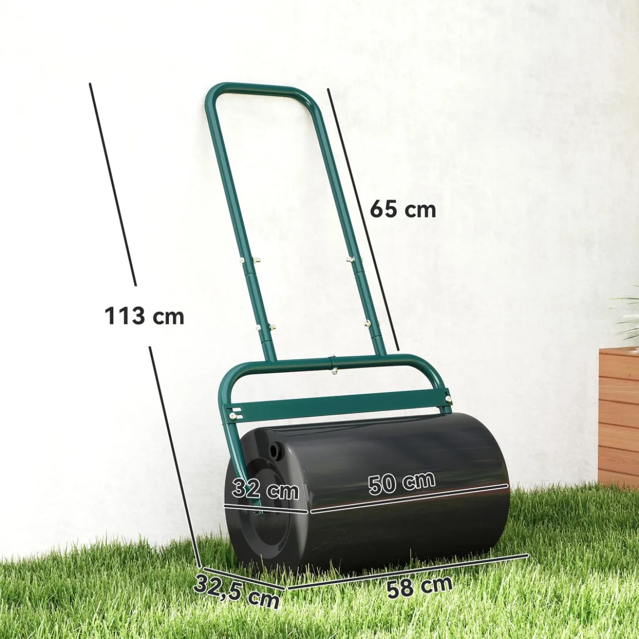 Rasenwalze Gartenwalze befüllbar mit Wasser oder Sand, 50cm Breite Handwalze