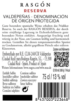 RASGON RESERVA 0,75 l