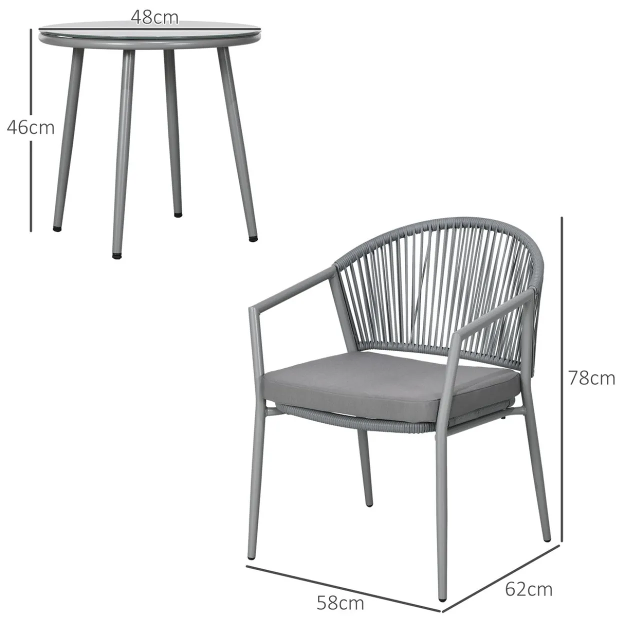 Rattan Bistroset Sitzgruppe Gartengarnitur mit 2 Sesseln Couchtisch