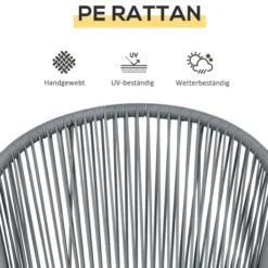 Rattan Bistroset Sitzgruppe Gartengarnitur mit 2 Sesseln Couchtisch