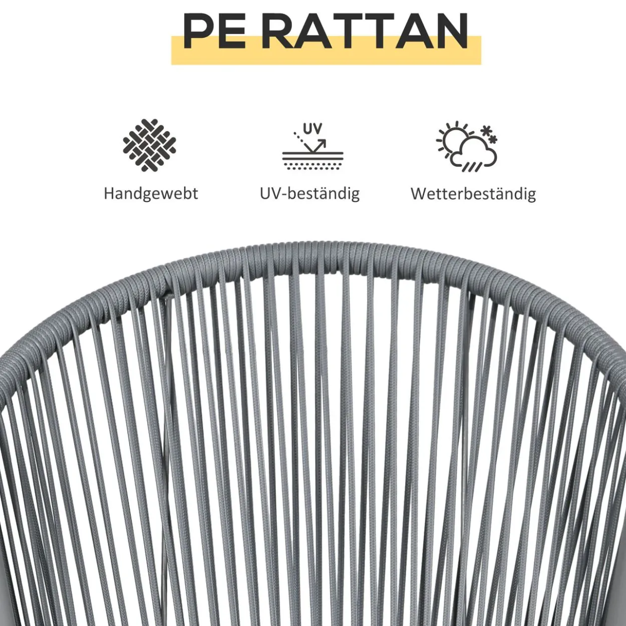 Rattan Bistroset Sitzgruppe Gartengarnitur mit 2 Sesseln Couchtisch