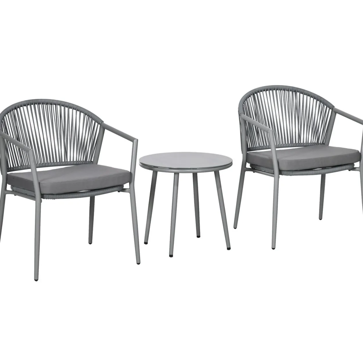 Rattan Bistroset Sitzgruppe Gartengarnitur mit 2 Sesseln Couchtisch