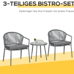 Rattan Bistroset Sitzgruppe Gartengarnitur mit 2 Sesseln Couchtisch