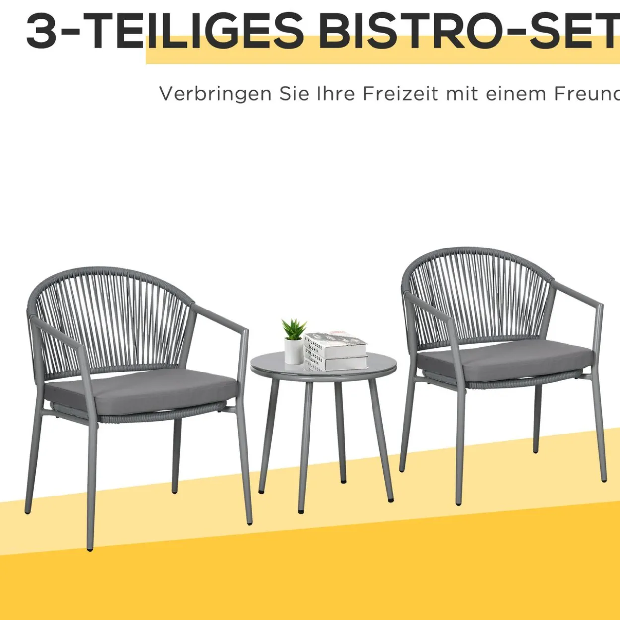 Rattan Bistroset Sitzgruppe Gartengarnitur mit 2 Sesseln Couchtisch