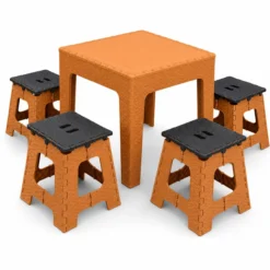 Rattan-Tisch-&-Hocker-Set