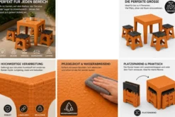 Rattan-Tisch-&-Hocker-Set