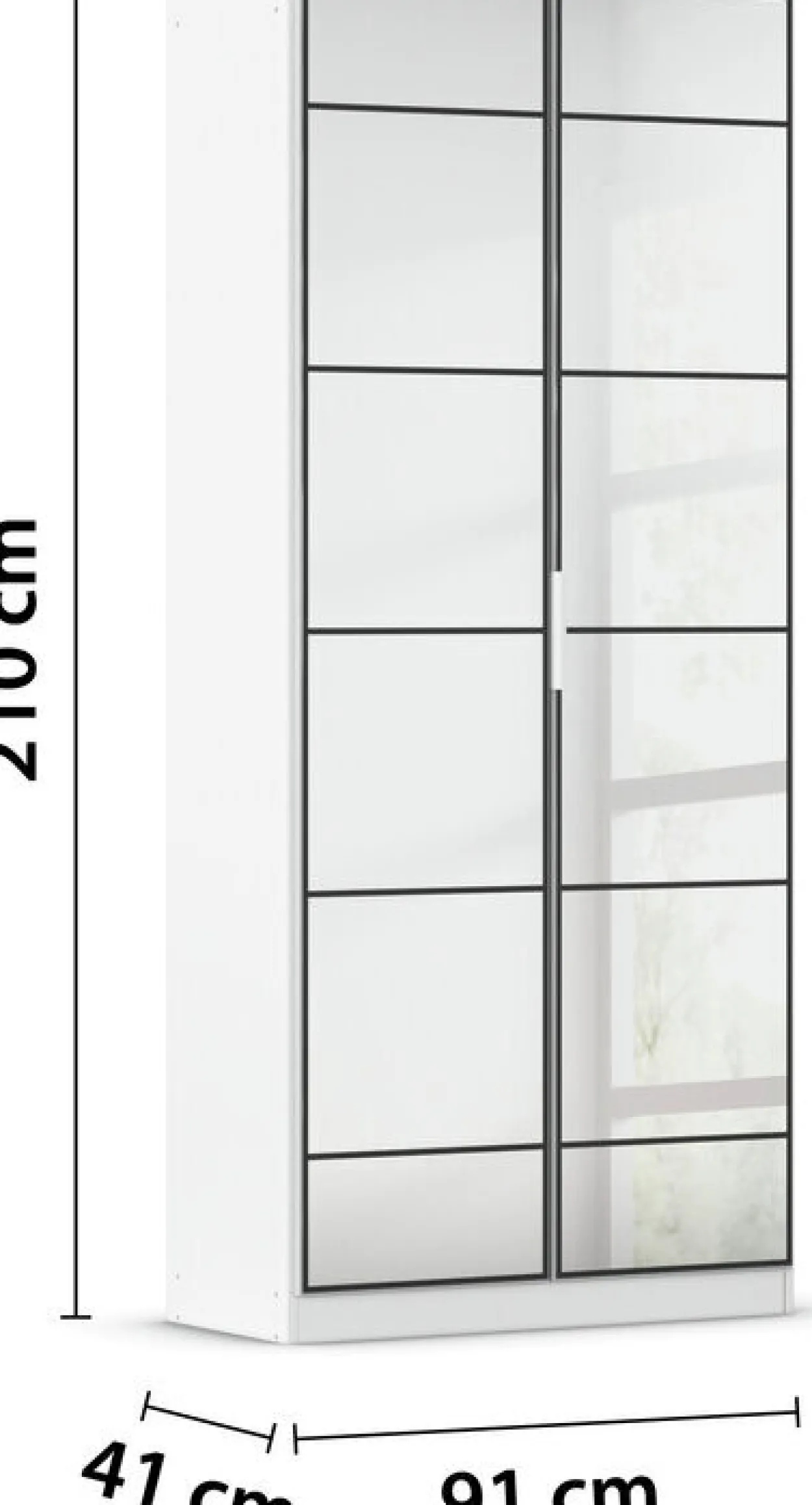 rauch Acero Garderobenschrank 2-türig, mit Grauspiegel, Farbe Weiß Breite 91 cm