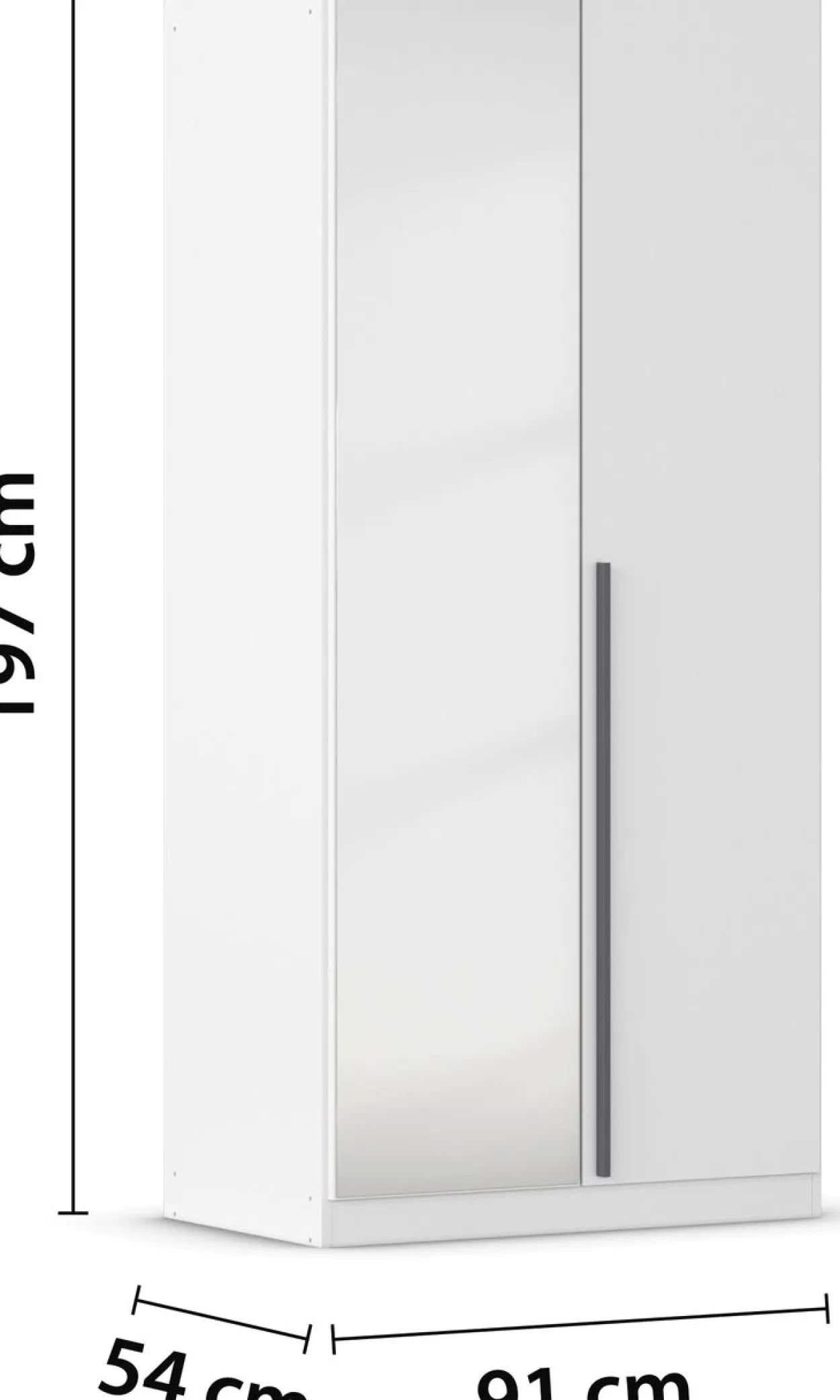 rauch Alba Kleiderschrank 2-türig, mit Spiegel, Farbe Weiß Breite 91 cm