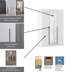 rauch Alba Kleiderschrank 2-türig, mit Spiegel, Farbe Weiß Breite 91 cm