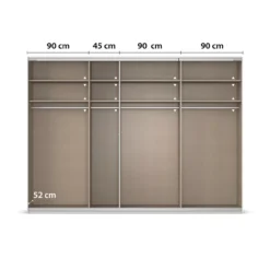 rauch Quadra Kleiderschrank 3-türig, Farbe Weiß/Eiche Artisan Breite 315 cm