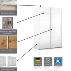 rauch Quadra Kleiderschrank 3-türig, Farbe Weiß/Eiche Artisan Breite 315 cm