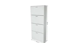 Ravon Schuhschrank mit 4 Türen, ca. 63 x 24 x 150 cm – Weiß