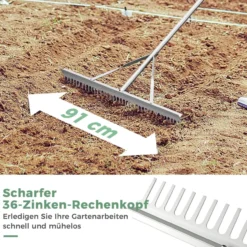 Rechen, Gartenrechen mit 91cm breitem Rechenkopf
