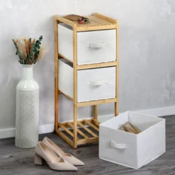 Regal mit 3 Boxen, Bambus