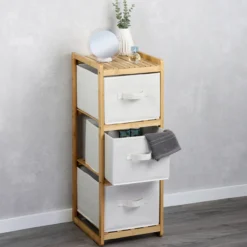 Regal mit 3 Boxen, Bambus