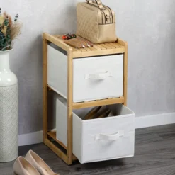 Regal mit 2 Boxen, Bambus