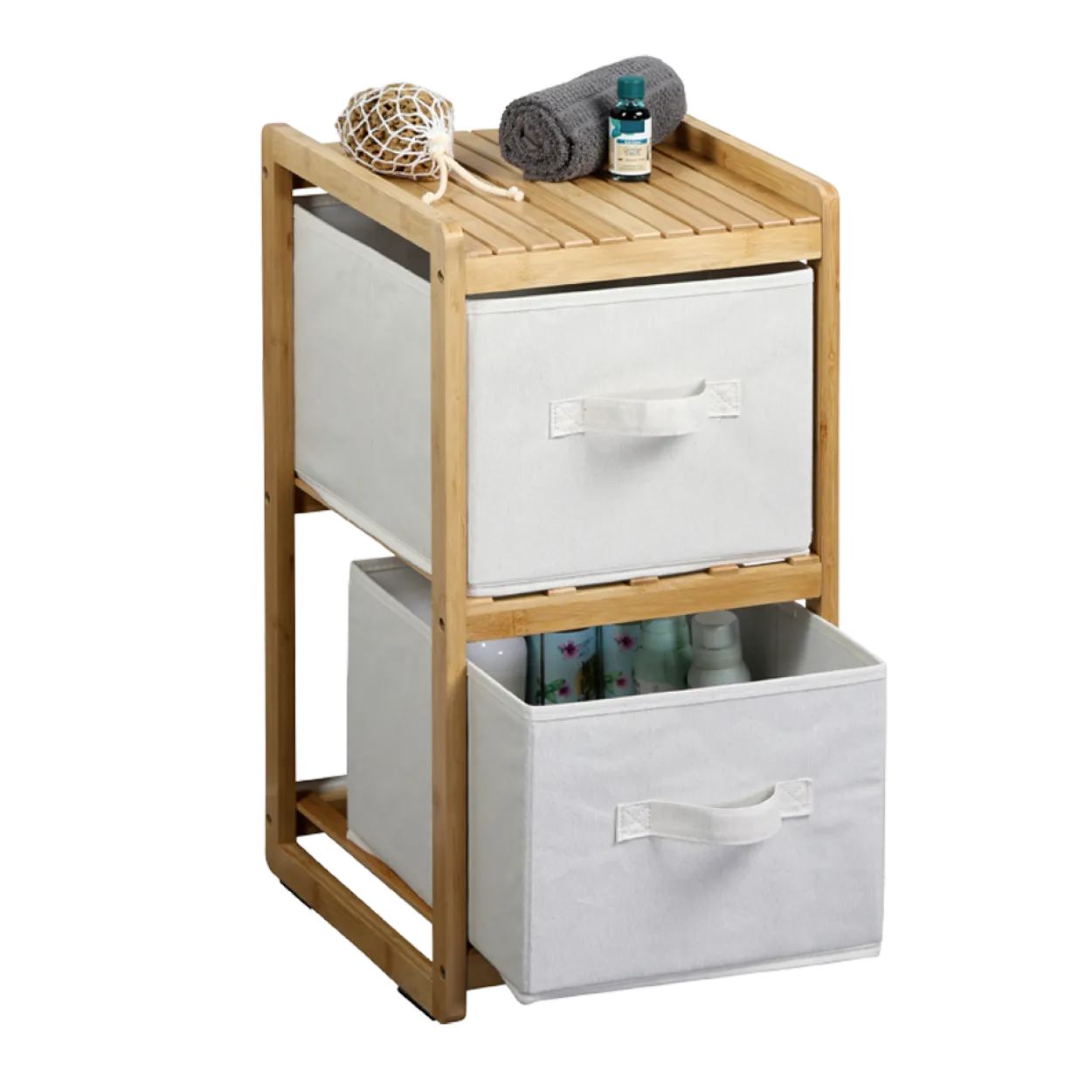 Regal mit 2 Boxen, Bambus