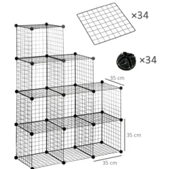 Regalsystem, DIY Würfelregal, 9 Fächer, Steckregal aus Stahldraht