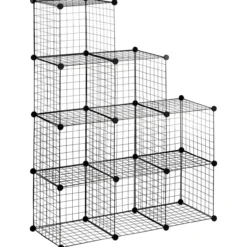 Regalsystem, DIY Würfelregal, 9 Fächer, Steckregal aus Stahldraht