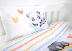 Regenbogen Panda Bettwäsche "Made in Green" Größe 40x60 + 100x135 cm