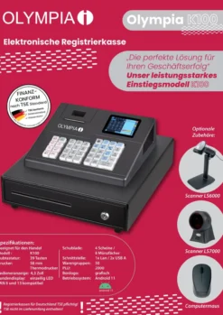 Registrierkasse OLYMPIA K100, TSE Lizenz optional