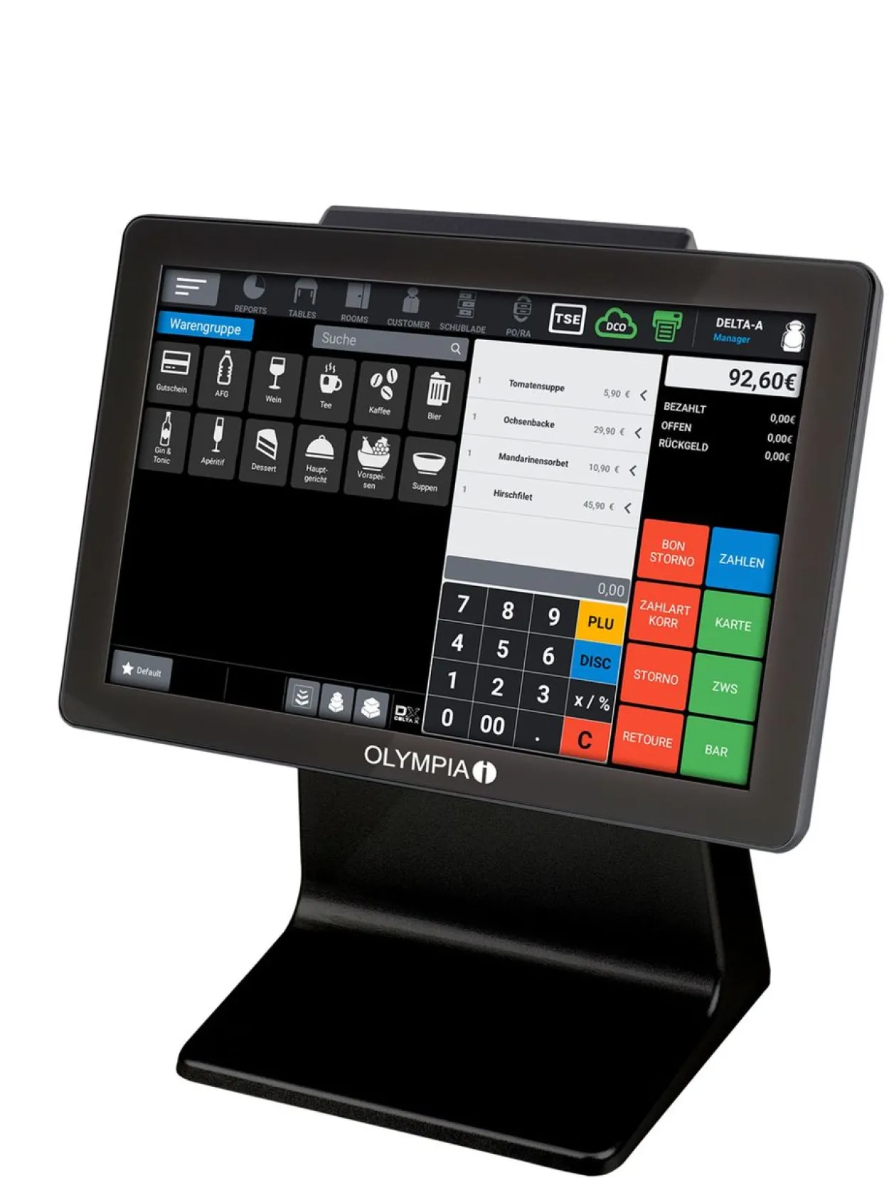 Registrierkasse OLYMPIA TS10 inkl. Scanner, schwarz, TSE Lizenz optional
