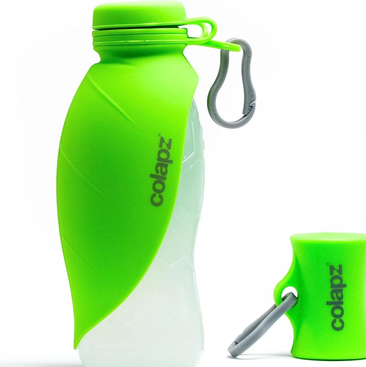 Reise-Set für Hunde – Colapz Trockenfutter-/Wasserflasche + Kotbeutelspender 570 ml/Grün