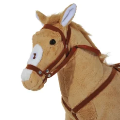 Reitpferd Spielpferd Plüschpferd Spielpferd für Kinder Stehpferd mit Sound Beige 85 x 28 x 60 cm