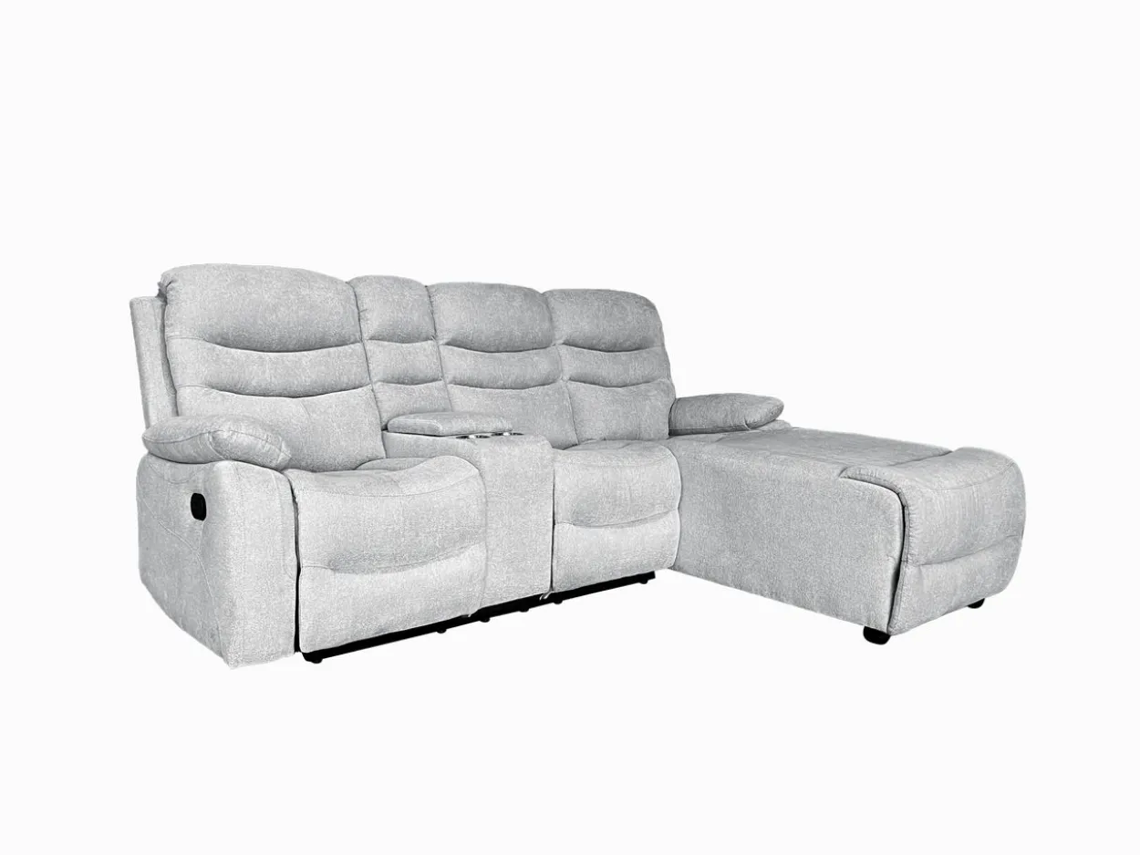 Relax-Ecksofa mit Funktionssesseln, ca. 237 x 179x 108 cm - Hellgrau