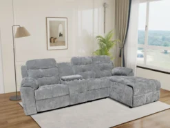 Relax-Ecksofa mit Multifunktionstisch, ca. 255 x 157 x 101 cm - Grau