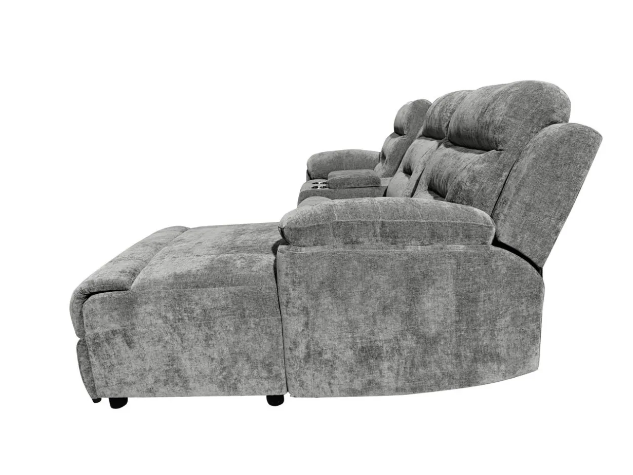 Relax-Ecksofa mit Multifunktionstisch, ca. 255 x 157 x 101 cm - Grau