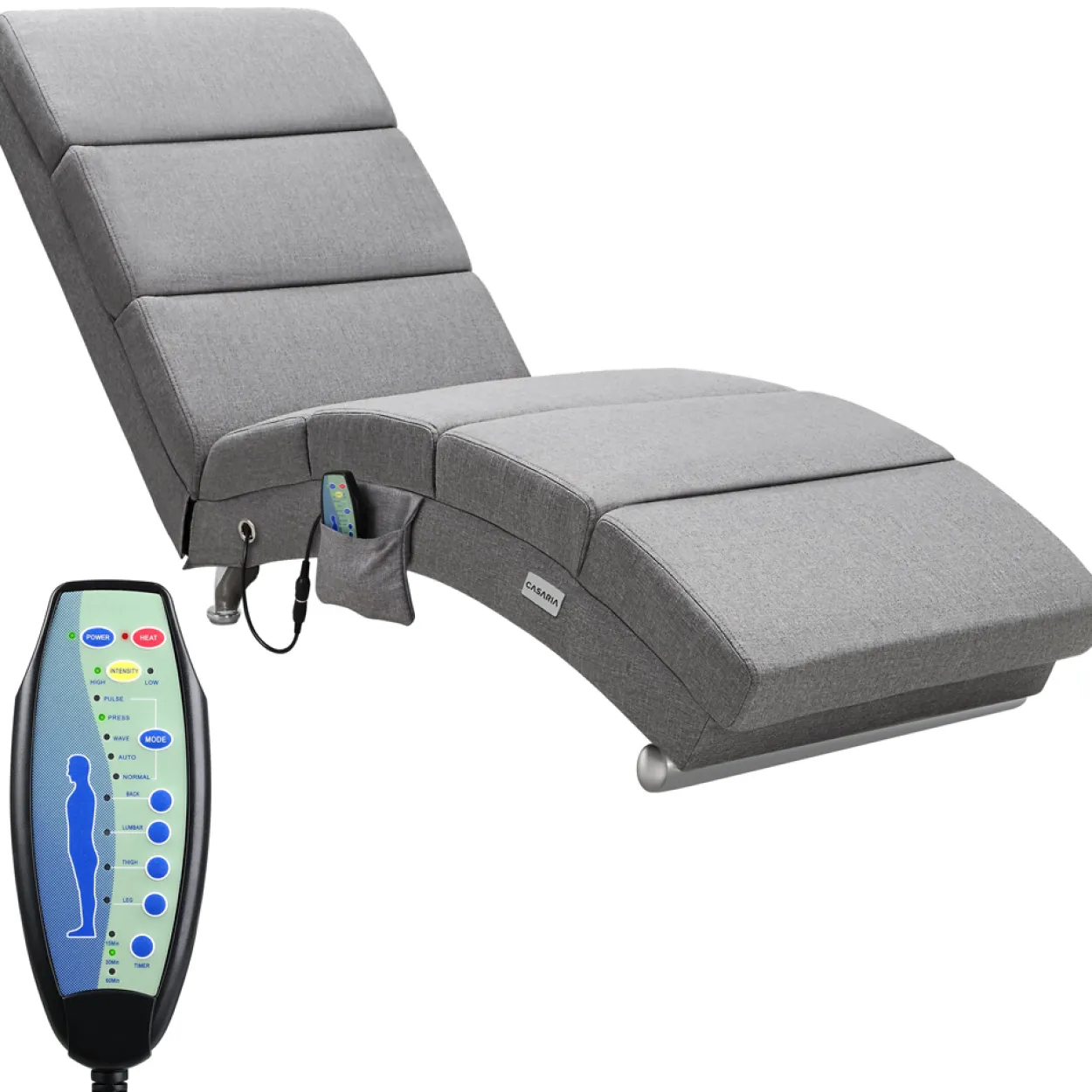 Relaxliege London Grau mit Massage- & Heizfunktion