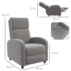 Relaxsessel Einzelsofa Liege 160° neigbarer Fernsehsessel für Wohnzimmer
