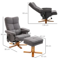 Relaxsessel Massagesessel mit Fußhocker Liegefunktion Dunkelgrau