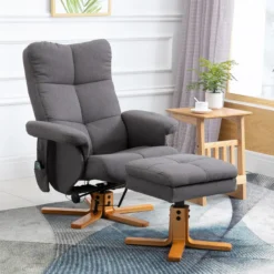 Relaxsessel Massagesessel mit Fußhocker Liegefunktion Dunkelgrau