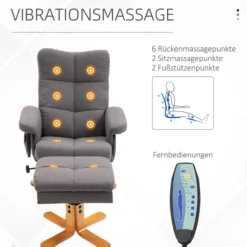 Relaxsessel Massagesessel mit Fußhocker Liegefunktion Dunkelgrau