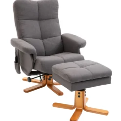 Relaxsessel Massagesessel mit Fußhocker Liegefunktion Dunkelgrau