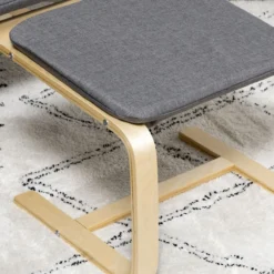 Relaxsessel mit Fußhocker Armlehnensessel Leinenbezug Holzgestell Braun
