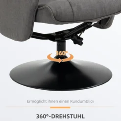 Relaxsessel mit Fußhocker verstellbare Rückenlehne Schaumstoff Dunkelgrau 69 x 71 x 104 cm