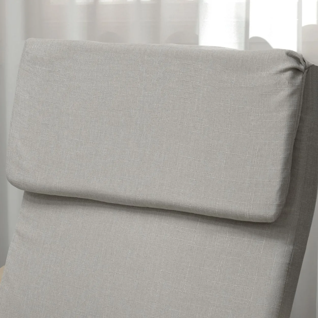 Relaxsessel mit Hocker, Armlehnen, Leinenoptik, Holzgestell, Hellgrau