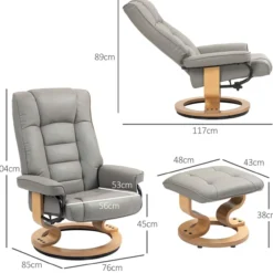 Relaxsessel mit Hocker Drehbar Fernsehsessel mit Liegefunktion Kunstleder