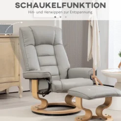 Relaxsessel mit Hocker Drehbar Fernsehsessel mit Liegefunktion Kunstleder