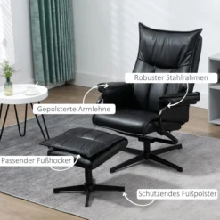 Relaxsessel mit Hocker, drehbarer Ruhesessel, TV-Sessel mit Liegefunktion